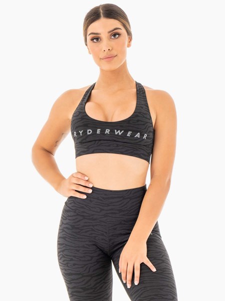 Ryderwear Wild Cross Over Sports Bra Czarne | FSVNRZ167